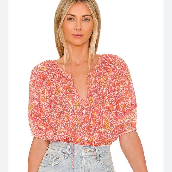 Cleobella Tops - Cleobella Layla Organic Cotton Blouse in Blossom Block Print Size Large